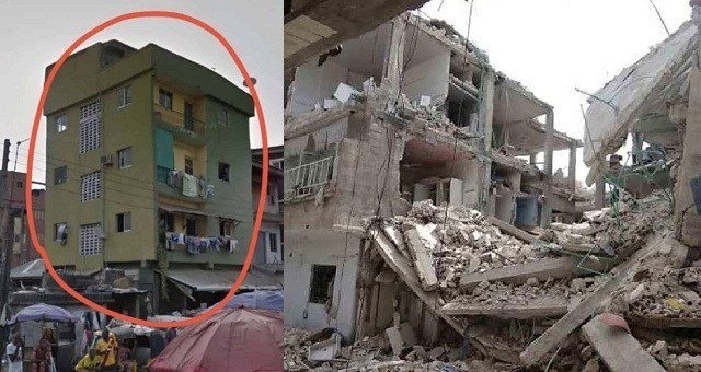 lagos school building before collapse and after the collapse photos