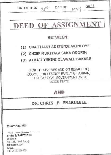 how to register deed of assignment in lagos