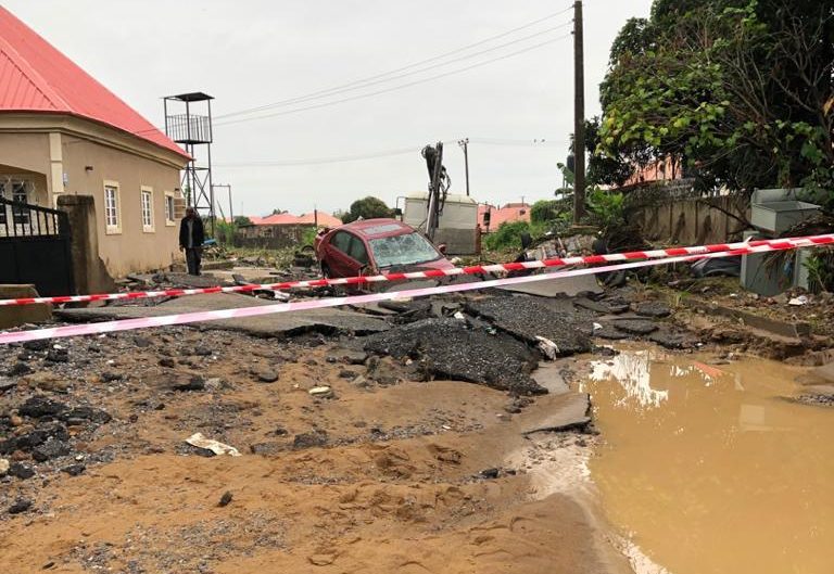 morning after a flood at Trademoore estate in Lugbe Abuja.