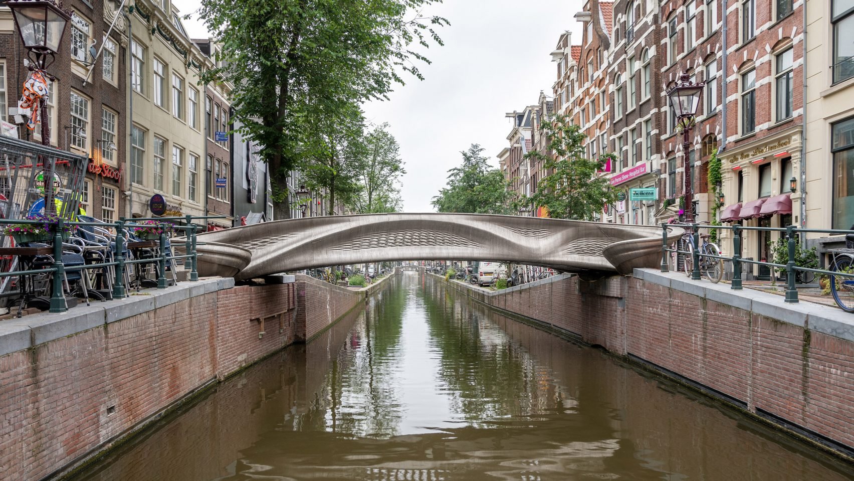 Joris Laarman's 3D-printed stainless steel bridge finally opens in Amsterdam