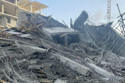 collapsed building