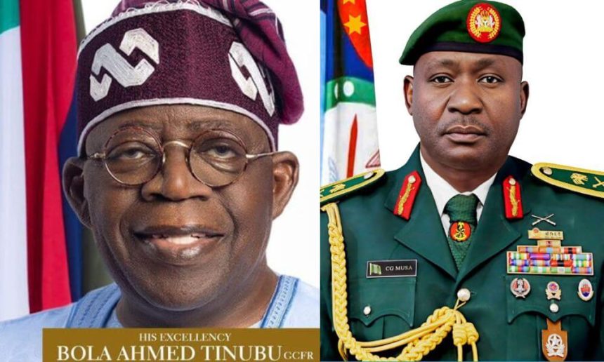 President Bola Tinubu and Chief of Defence Staff CDS General Christopher Musa