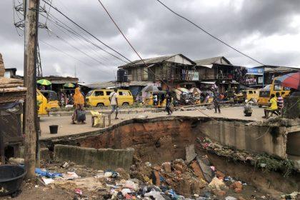 Lagos road crumbles