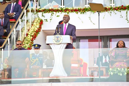 President William Ruto delivering a speech at an official event in Kenya.